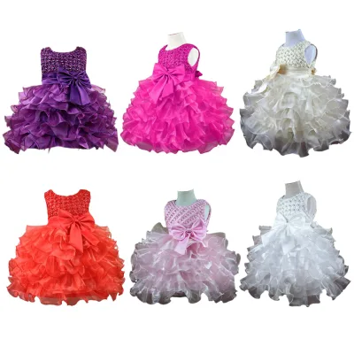 White Sleeveless Princess Dress Girls Age Group Infant Fashionable Party Style Lace Bow Ruffles Decor ODM Girl Baby Peach Dress