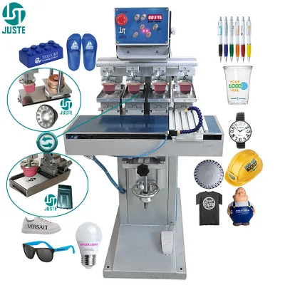 4 Color Trans-Tech Pad Printer Table Tile Pad Printing Machine for Satellite Deep Dish Footwear Clothes Watch Dial Lighter Logo