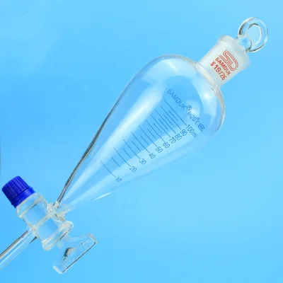 4Biolab 60ml Borosilicate Glass Conical Funnel Pear Shaped Separating Funnel