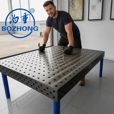 Q355 Steel 3D Welding Table D28 Grid Hole 5-Side Clamping Toggle Clamp System CNC Machined Nitrided Heavy Duty Workbench