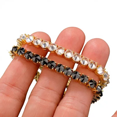 Cross-Border European/American New Punk Inverted Zircon Tennis Chain Hip-Hop Full-Crystal 5mm Unisex Bracelet Personalized