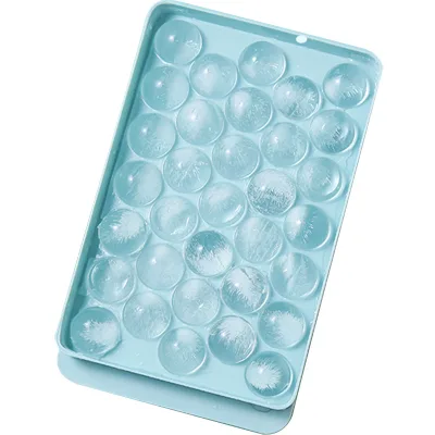GREENSIDE 33-cell Plastic Ice Cube Tray Food-grade Round Mold with Lidhousehold Fridge Ice-making Gadget