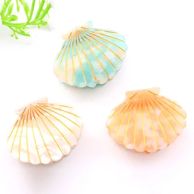 Custom Seashell Hair Claw Clips Creative Tortoise Shell Hair Claw Cellulose Acetate Hair Clip Resin Ponytail Clamps for Women