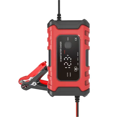 12V 6A Smart Battery Charger with LED Display, Motorcycle & Car Battery Charger 12V AGM GEL WET Lead Acid Battery Charger