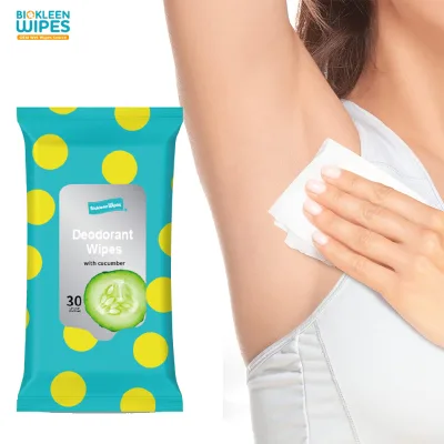 Biokleen 30ct Body Deodorant Wipes Individual Disposable Wipes Perfect for Gym Outdoor Activities Keep Refresh