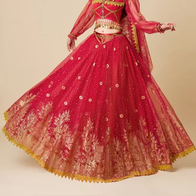 Exquisite Golden Floral Super Large 720 Degree Lace Polyester Half Skirt Belly Dance Professional Dancers Stage Performance