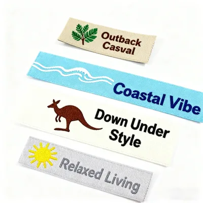 Custom Eco-Friendly Woven Labels for Clothing-Private Brand Logo Prints with Silk Screen Printing NO MOQ