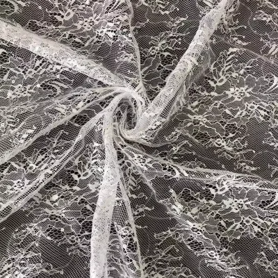 Popular Soft White Nylon Bridal Veil Lace Woven Flower Tulle Fabric for Wedding Veils and Decorations