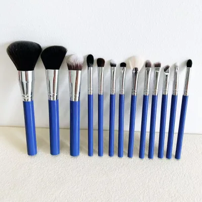 13PCS Dark Blue Makeup Brushes Plastic Handle Synthetic Hair Own logo Make up Brushes Makeup Brush Set Beauty Tools