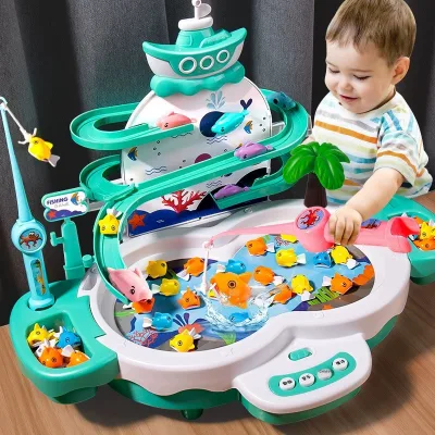 Children's Electric Plastic Fishing Toy Multi-functional Track Magnetic Levitation Music Baby Puzzle Early Parent-child