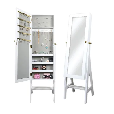 Hot Sales Full Length Jewelry Armoire t Full Length Jewellery Storage Rack Featuring Wheels and Drawers With Mirror Cabine