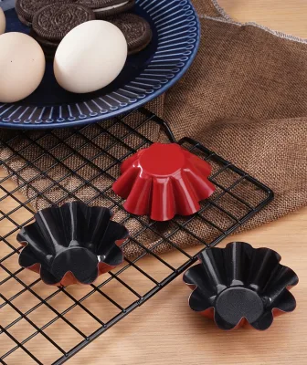 high quality flower shape egg tart mould Food grade FDA baking pan tart mold Unique shape iron egg tart cake model