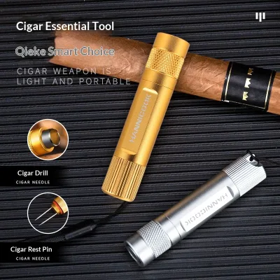 HANNICOOK Zinc Alloy Luxury Cigar Punch and Ashtray Combo Portable Dual-Size Sharp Punch Cigar Drill Hand Enhance Tool