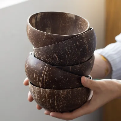 Hot Sale Natural Coconut Bowl Coconut Shell Candles Bowls Eco Friendly Natural Coconut Bowl Spoons Set