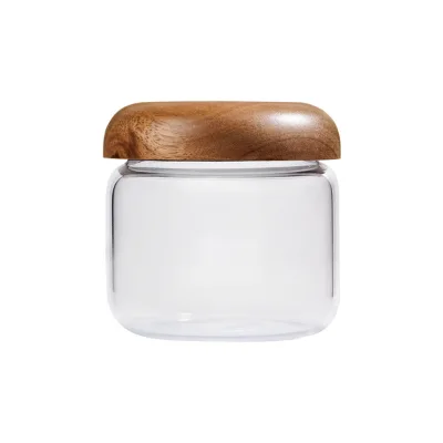 Food Grade Dispenser Bottle Honey Jam Jar 250ml 380ml Coffee Bean Storage tank with Wooden Lid