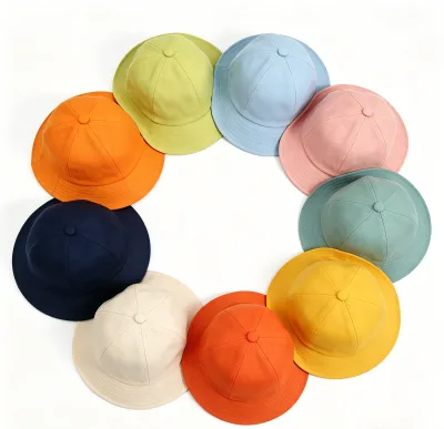 High Quality Children Baby Fisherman Hat Sun protection Sunshade Basin Hat Outdoor Leisure Small Yellow Cap