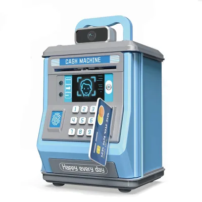Simulation Fingerprint and Scan Savings Bank Children's Piggy Bank ATM Piggy Bank Unlock with a Password