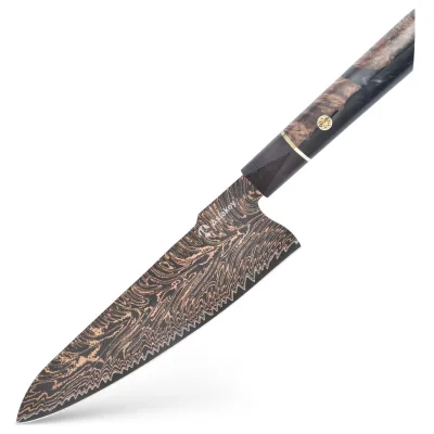 Handmade Japanese Copper Brass Damascus Bunka Chef Knife VG10 67 Layers K-Tip Feather Pattern Kitchen Knife Mosaic Pin Gift Box