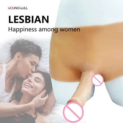Silicone Strap-On Dildo for Adults Wearable Adult Leather Pants with Solid Dildo for Lesbian Wear