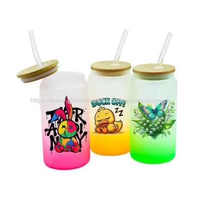Factory Sublimation Blanks Wholesale Personalized Borosilicate Glass Tumbler Bamboo Lid Tumbler Straight Camping Mugs with Lid