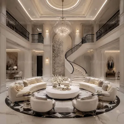 Bespoke Luxury Villa Interior Design Service Classical Mansion Living Room Furniture Solution One Stop Fitout Provider