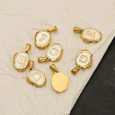 Irregular Alphabet Letter Necklace Pendant Stainless Steel 26 Letter A-Z Pendant