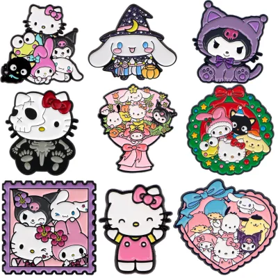 Creative Kt Cat Brooch Badge Japan Anime Melody Flower Christmas Flower Witch Hat Enamel Lapel Pin