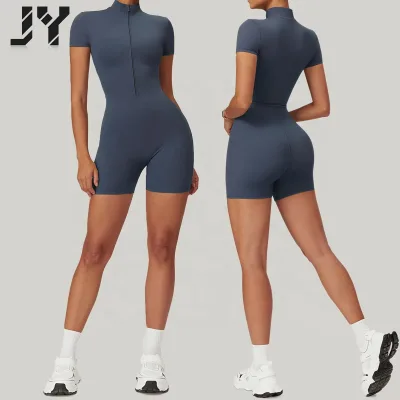 JY New Design Zipper Four-sided Elasticity Backless Girls Bodysuit Women's Jumpsuit Playsuits