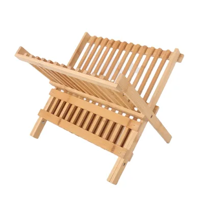 Custom Bamboo Dish Rack Plate Rack Collapsible Compact Dish Drying Rack Bamboo Dish Drainer