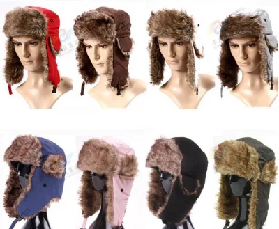 Winter Outdoor Water Proof Taslon Trapper Hat With Brown Faux Fur Lining