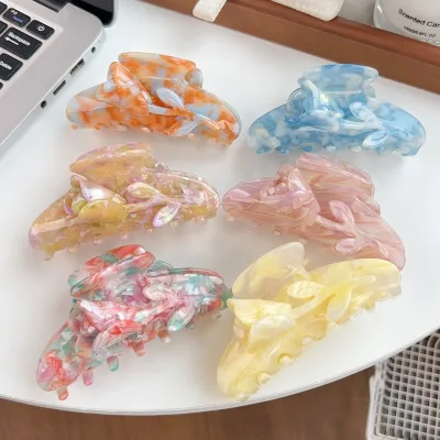 10cm Big Size OEM/ODM Acetate Flower Hair Claw Clip Girls Decorated Hair Accessory for Daily or Party Use