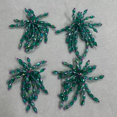 ZSY Wholesale Emerald Green Sparkle Glass Crystal Beaded Tassel Fringe Patch Beads Tassel Trim Fringe for DIY Accessories
