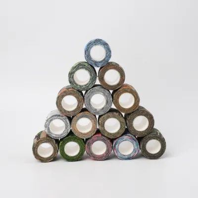 Non-woven different colored camouflage patterns self adhesive stretch breathable bandage cohesive for aftercare