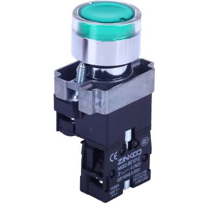 XB2 Series Illuminated Metal Push Button Switch XB2-BW33 AC Push-button Switches With Light for Industrial Control Panel
