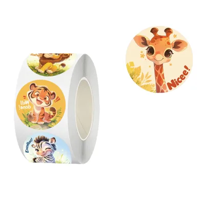Heat Sensitive Cartoon Sticker Art Paper 500 Pieces Lovely Animal Patterns Personalized Decorative Labels Gift Packaging Candle