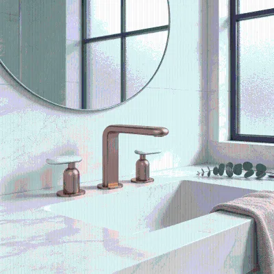 Hospitality Bathroom Tap 3 Hole Solid Brass Dual Lever Design for Saudi Hotel Build