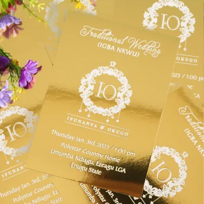 New Design White Foil Gold Cardboard Invitation Card With Black Envelope for Wedding/Party/Holiday Invitation
