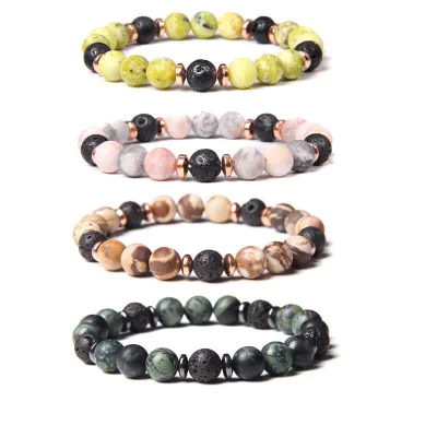 Natural Gemstone Men Women Bracelet High Quality Best Selling Black Lava Stone Oil Diffuser Bracelet