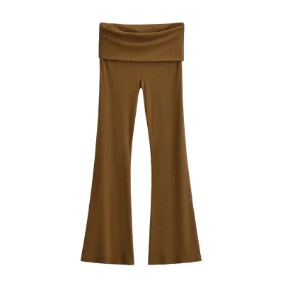 Double Waist Casual Pants Women New Spice Girl Style Slim Stretch Slim Flared Pants