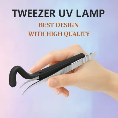 New Trends Eyelash Tweezers Tool with UV Lamp Wireless 2s Fast Curing Glue Uv Eyelash Lamp on Tweezers for Beauty Salon and Home
