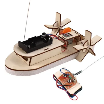 Jumon DIY Paddle Wheel Ship Model Kids Students Remote Control Assembling Toys