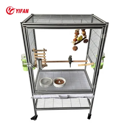 Large Aluminum Profile Parrot Enclosure Built With Durable Acrylic Panels for Indoor and Outdoor Parrot Breeding Activities