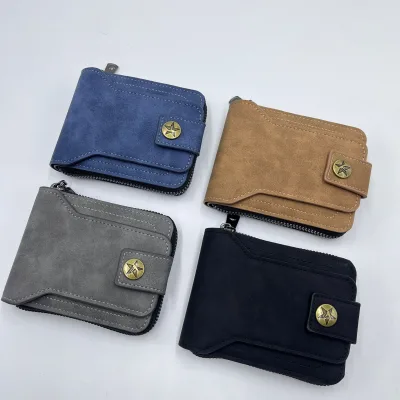 Vintage Multi-Functional ID Holder Wallets for Men with Button Male Large Capacity PU Leather Coin Purse Card Holder Case