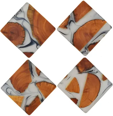 Creative Modern Bar & House Apartment Coaster Epoxy Resin & Wood for Wooden House Decoration