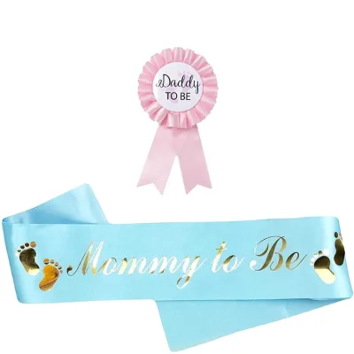 Hot Sale Welcome Baby Shower Mommytobe and Daddytobe Tinplate Badge Corsage Boutonniere Shoulder Straps