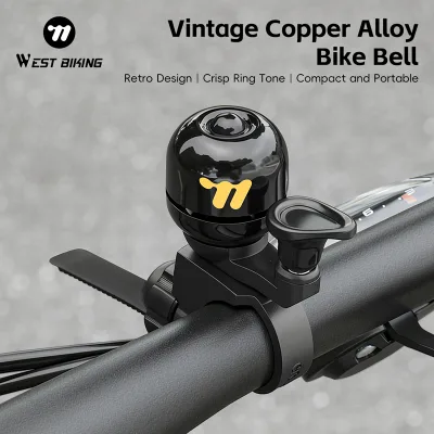 WEST BIKING Mini Vintage Bicycle Bell Loud Clear Sound Copper Aluminum Alloy Bike Bell for MTB Road Bike Scooter