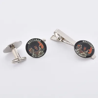 Customization Cufflink and Collar Factory Formal Collar Accessory 3D Design or 2D Design Hard Enamel Craft Cufflinks and Tie Bar