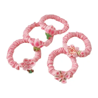 Pink series peach small intestine hairband girly high elastic band hair accessories scrunchies