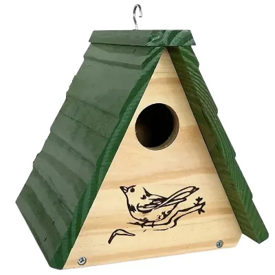 Handmade Modern Hanging Tabletop Wooden Bird Feeder Flower Printing Hook Highly Durable Outdoor Yard Garden Porch Patio Country