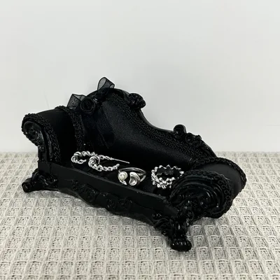 Customizable Black Velvet Suede Jewelry Holders Organizer Sofa Shape Jewelry Storage Display Holders for Ring